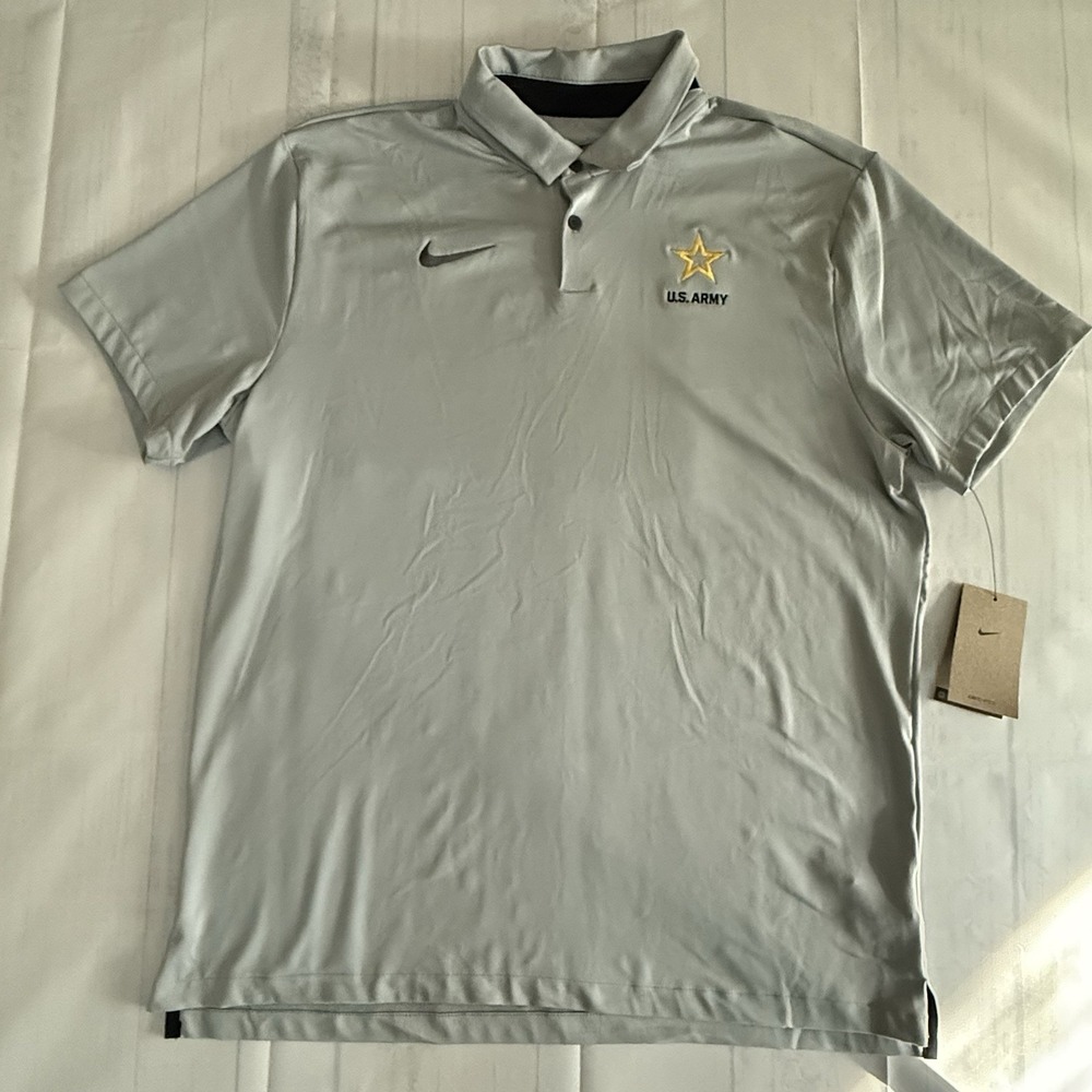 NWT Nike Dri-FIT U.S. Army Polo Shirt Light Smoke Gray Men Large Nice!